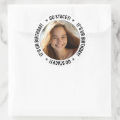 Sticker Rond Message texte personnalisé et blanc photo (Sac)