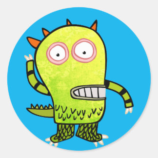 STICKER ROND MESSAGERIE ORDINATEUR MONSTRE HEUREUX