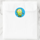 STICKER ROND MESSAGERIE ORDINATEUR MONSTRE JOYEUX (Sac)