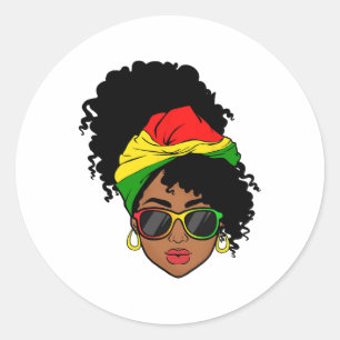 Sticker Rond Messy Bun Black History Mois Chemises African Amer
