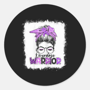 Sticker Rond Messy Bun Empreinte de léopard Purple Ribbon Overd