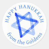 Sticker Rond Messy Watercolor Stars CUSTOM Hanukkah  (Devant)