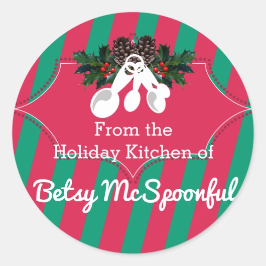 Sticker Rond Mesure cuillères Noël de la cuisine de (Devant)