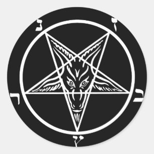 Sticker Rond métal noir, baphomet des ténèbres !