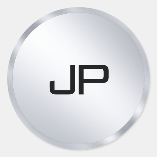 Sticker Rond Métallurgique Look Mono gramme Modèle élégant (Devant)