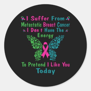 Sticker Rond Metastatic Breast Cancer Awareness Ribbon Warrier