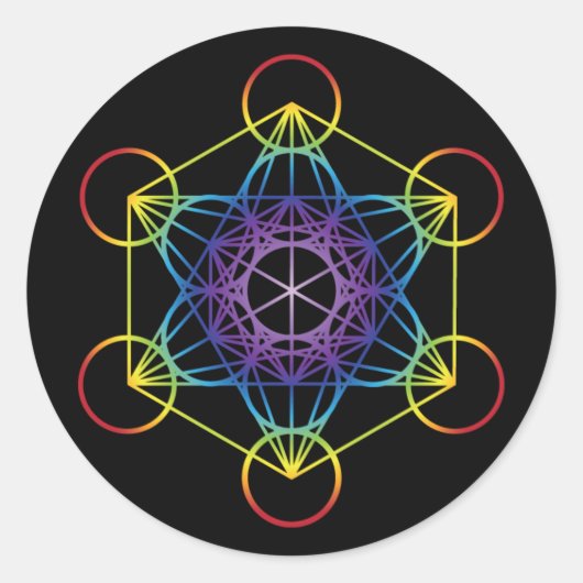 Sticker Rond Metatron's Cube - Rainbow Version (Devant)