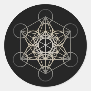Sticker Rond Metatron's Cube - Version Argent