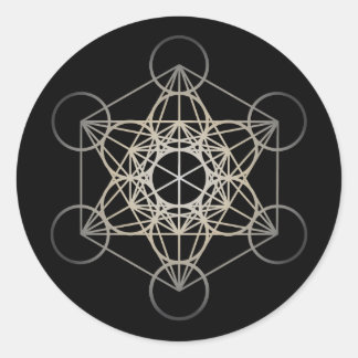 Sticker Rond Metatron's Cube - Version Argent
