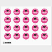 Sticker Rond Mete Hot Pink Graduation Custom 2025 Graduate (Feuille)