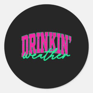 Sticker Rond Météo de boisson Vacances d'été Plage d'Hawaii Été