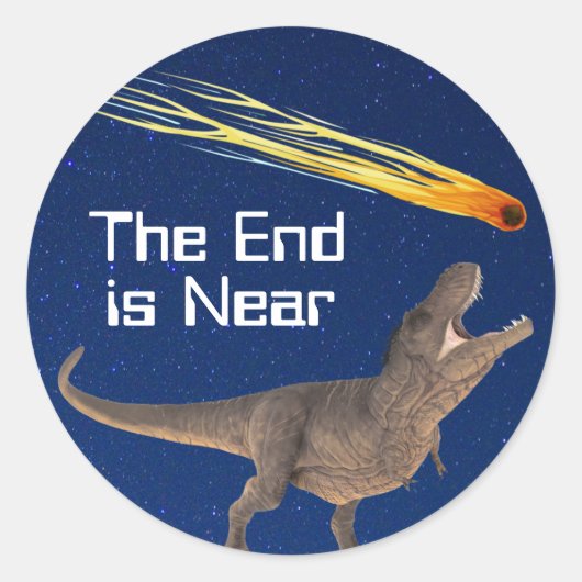 Sticker Rond Meteor Dinosaur End Est Près D'Une Catastrophe (Devant)