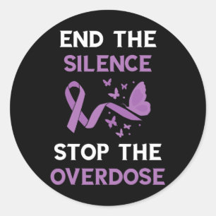 Sticker Rond Mettez Fin au Silence Ruban Violet Mois de Sensibi