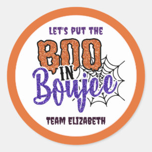 Sticker Rond Mettons le Boo dans le Bachelorette d'Halloween Bo