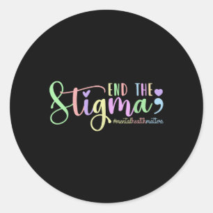 Sticker Rond Mettre fin au Semicolon de sensibilisation à la sa