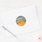 Sticker Rond Meules avec moissonneuse de Vincent van Gogh (Enveloppe)