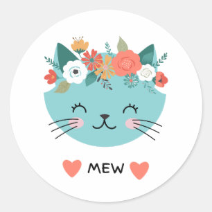 Sticker Rond Mew Cat