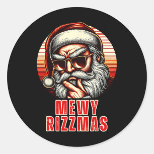 Sticker Rond Mewy Rizzmas Drôle Père Noël Mewing Joke Rizz Mens
