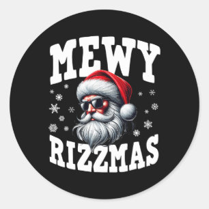 Sticker Rond Mewy Rizzmas Enfants Ados Funny Joyeux Noël Sant