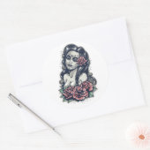 Sticker Rond Mexicain Muertos Lady - Jour des morts (Enveloppe)