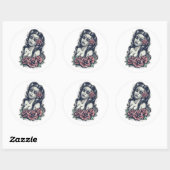 Sticker Rond Mexicain Muertos Lady - Jour des morts (Feuille)