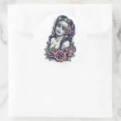 Sticker Rond Mexicain Muertos Lady - Jour des morts (Sac)