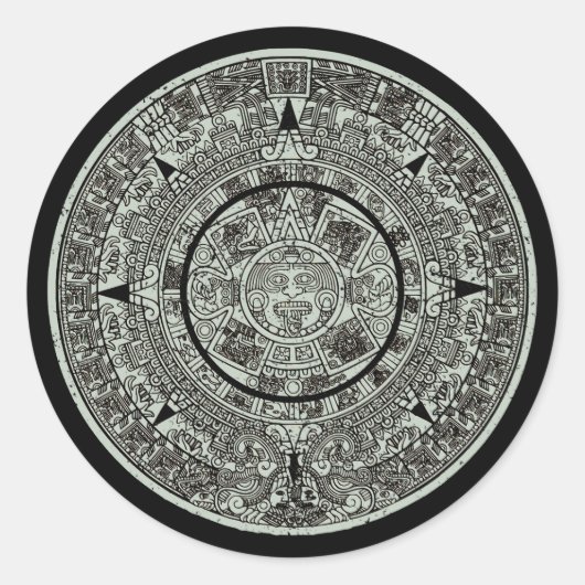 Sticker Rond Mexicaine Aztec Sun Stone Maya Calendrier 1 (Devant)