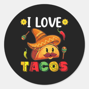 Sticker Rond Mexicaine Cinco De Mayo Chemise I Love Tacos
