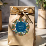 Sticker Rond Mexicaine Talavera turquoise élégance de mariage<br><div class="desc">Mexicaine Talavera terracotta turquoise coloré mariage élégant merci préférez stickers,  coloré talavera merci stickers talavera faveur stickers</div>