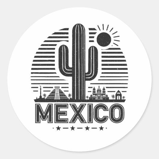 Sticker Rond Mexico Cactus (Devant)