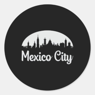 Sticker Rond Mexico City Mexico Cityscape Skyline Drôle cadeau