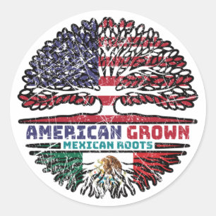 Sticker Rond Mexico Mexican US American États-Unis Tree