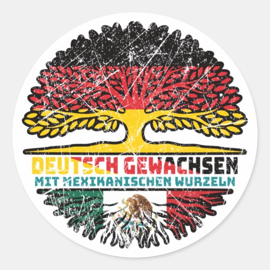 Sticker Rond Mexique Allemand mexicain Baum Racine (Devant)