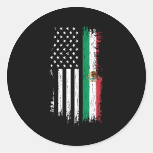 Sticker Rond Mexique American Flag Pride Mexique Usa (Devant)