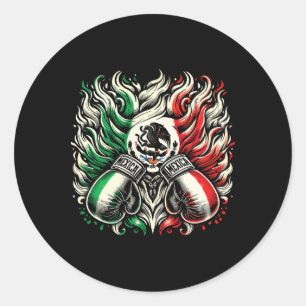 Sticker Rond Mexique Boxe Gants de Pion Design Art