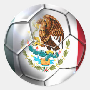 Sticker Rond Mexique el Tri football balle drapeau mexicain