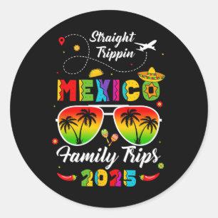 Sticker Rond Mexique Famille vacances Cancun 2025 Trippi droit