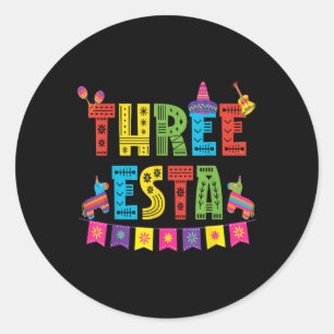 Sticker Rond Mexique Thème 3ème anniversaire 3 ans Enfants Troi