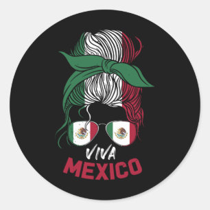 Sticker Rond Mexique Vintage Mexicaine Flag Pride Casquette Jer