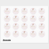 Sticker Rond Mi Bautizo avec crucifix rose (Feuille)