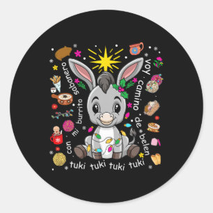 Sticker Rond Mi Burrito Sabanero Mexicain Donkey Spani