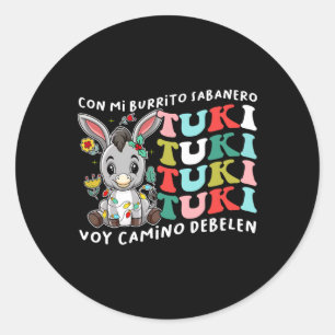 Sticker Rond Mi Burrito Sabanero Mexicain Tuki Tuki Donkey Lati