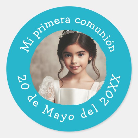 Sticker Rond Mi primera comunión con foto personalizada (Devant)
