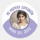 Sticker Rond Mi Primera Comunión con Foto y Año (Devant)