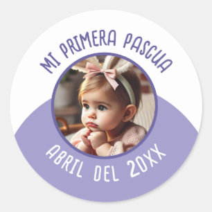 Sticker Rond Mi Primera Pascua con Foto y Año