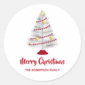 Sticker Rond Mi-siècle moderne Arbre de Noël en aluminium (Devant)