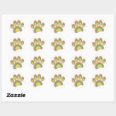 Sticker Rond Mi-siècle moderne Chien Paw Old Print (Feuille)