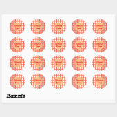 Sticker Rond Mi-siècle rétro Orange et Merci rose (Feuille)