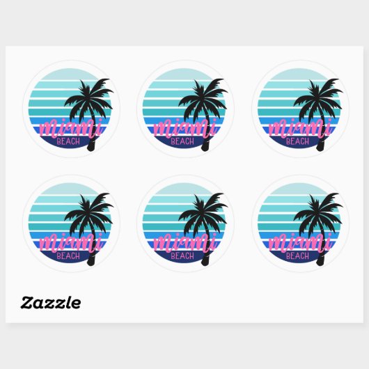 Sticker Rond Miami Beach (Feuille)