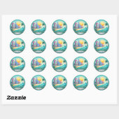 Sticker Rond Miami Beach Floride (Feuille)